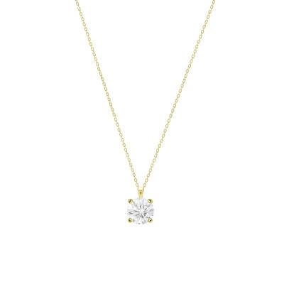 Collier Diamant de Synthèse 4 Griffes 0,75 ct en Or Jaune 375 ou 750 - Ocarat
