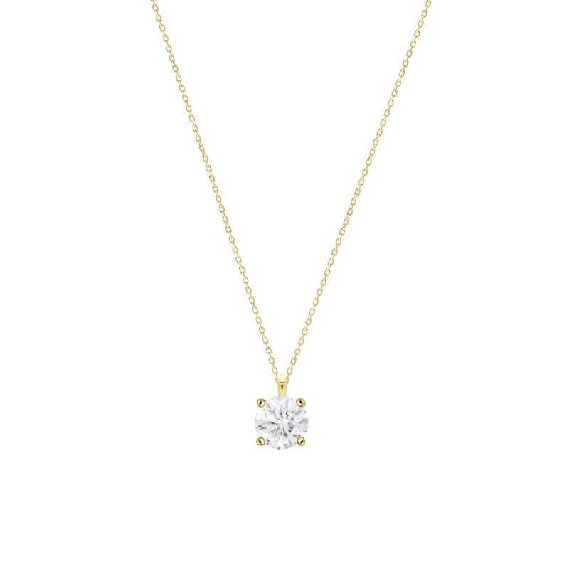 Collier Diamant de Synthèse 4 Griffes 0,75 ct en Or Jaune 375 ou 750 - Ocarat