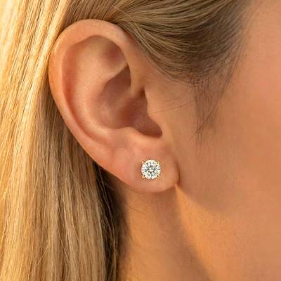 Boucles d'Oreilles Diamants de Synthèse 4 Griffes 2x0,40 ct en Or Jaune 375 ou 750 - Emanessence