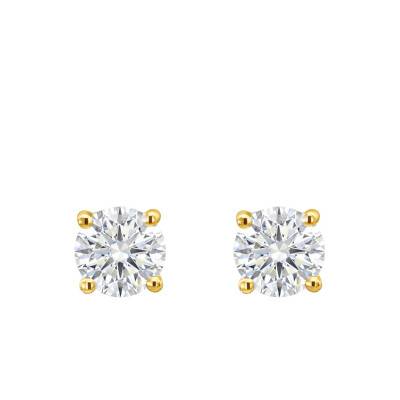 Lab-Grown Diamond 4-Prong Stud Earrings in Yellow Gold 375 or 750 2x0,40 ct - Ocarat