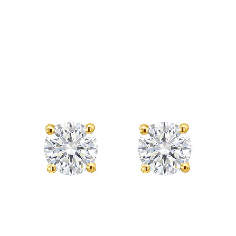Boucles d'Oreilles Diamants de Synthèse 4 Griffes 2x0,40 ct en Or Jaune 375 ou 750 - Emanessence