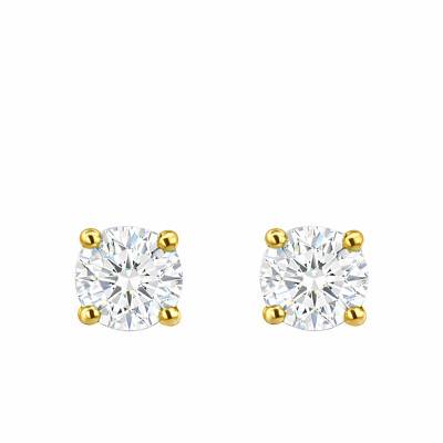 Boucles d'Oreilles Diamants de Synthèse 4 Griffes 2x0,30 ct en Or Jaune 375 ou 750 - Emanessence