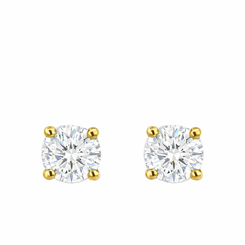 Lab-Grown Diamond 4-Prong Stud Earrings in Yellow Gold 375 or 750 2x0,30 ct - Ocarat