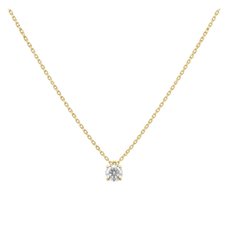 Collier Diamant de Synthèse 4 Griffes 0,30 ct en Or Jaune 375 ou 750 - Ocarat