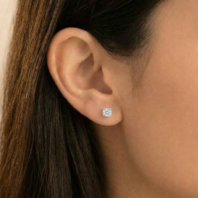 Boucles d'Oreilles Diamants de Synthèse 4 Griffes 2x0,30 ct en Or Blanc 375 ou 750 - Diamond Lady