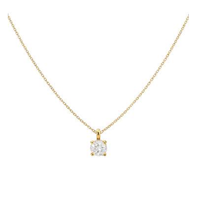 Collier Diamant de Synthèse 4 Griffes 0,25 ct en Or Jaune 375 ou 750 - Ocarat
