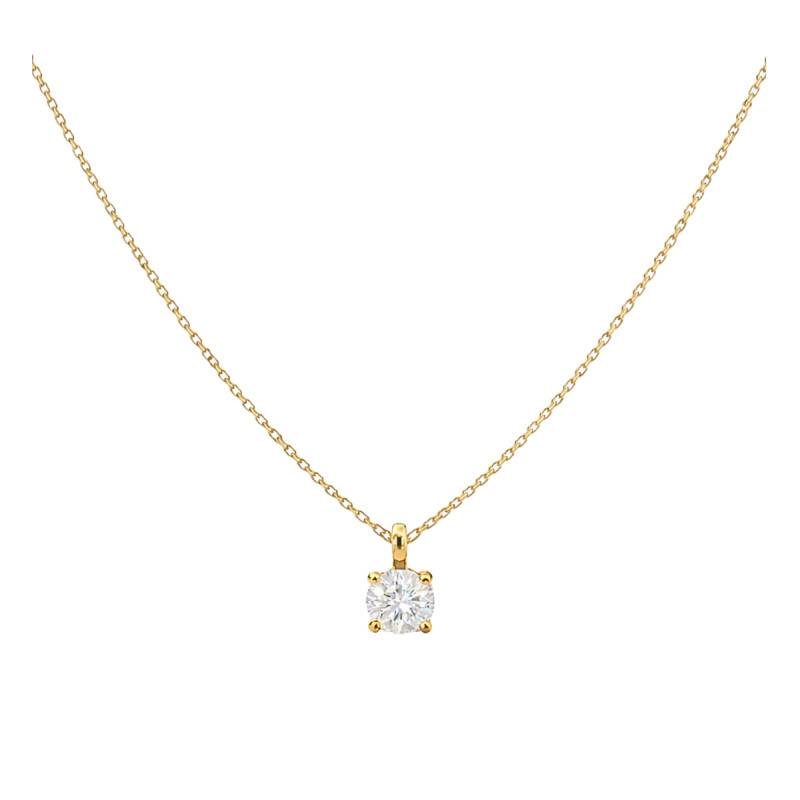 Collier Diamant de Synthèse 4 Griffes 0,25 ct en Or Jaune 375 ou 750 - Ocarat