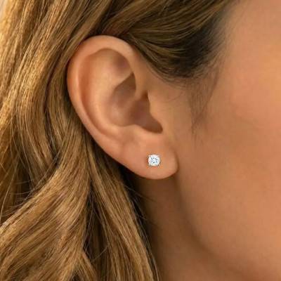 Boucles d'Oreilles Diamants de Synthèse 4 Griffes 2x0,20 ct en Or Blanc 375 ou 750 - Ocarat