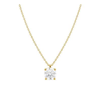 Yellow Gold 4-Prong Lab-Grown Diamond Necklace 1,00 ct 375 or 750 - Ocarat