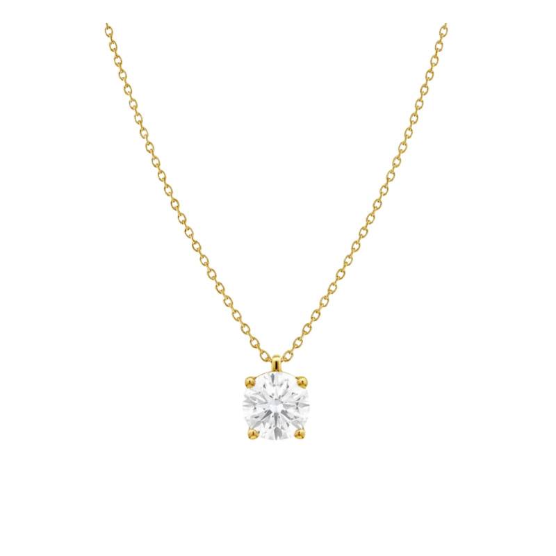 Yellow Gold 4-Prong Lab-Grown Diamond Necklace 1,00 ct 375 or 750 - Ocarat