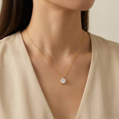 Collier Diamant de Synthèse 4 Griffes 0,75 ct en Or Jaune 375 ou 750 - Ocarat