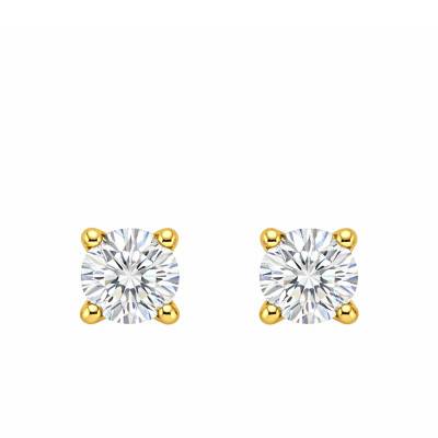 Boucles d'Oreilles Diamants de Synthèse 4 Griffes 2x0,10 ct en Or Jaune 375 ou 750 - Emanessence