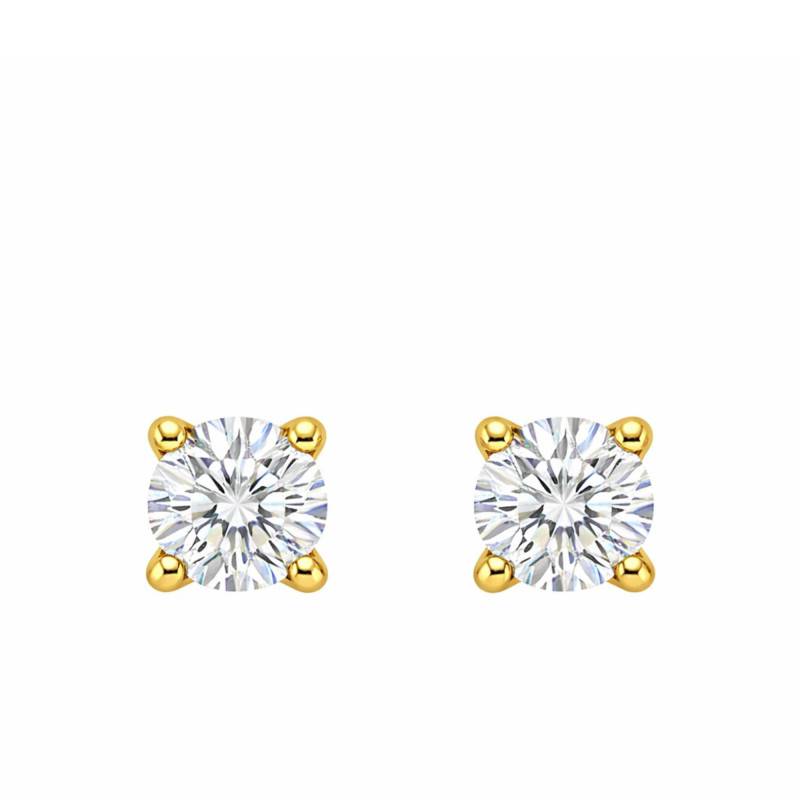 4-Prong Lab-Grown Diamond Stud Earrings 2x0.10 ct Yellow Gold 375 or 750 - Ocarat
