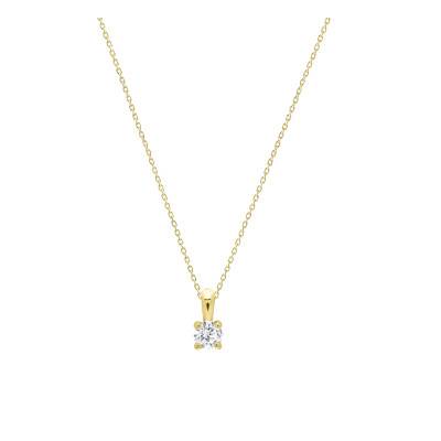Collier Diamant de Synthèse 4 Griffes 0,20 ct en Or Jaune 375 ou 750 - Ocarat