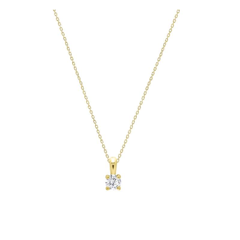 Collier Diamant de Synthèse 4 Griffes 0,20 ct en Or Jaune 375 ou 750 - Ocarat