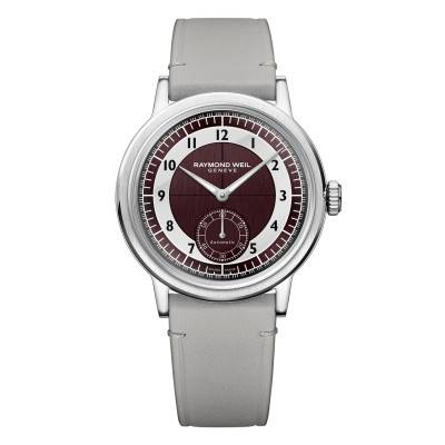 Millesime Small Seconds 39 mm Watch - Tuxedo Wine Red and Light Grey Dial - Raymond Weil