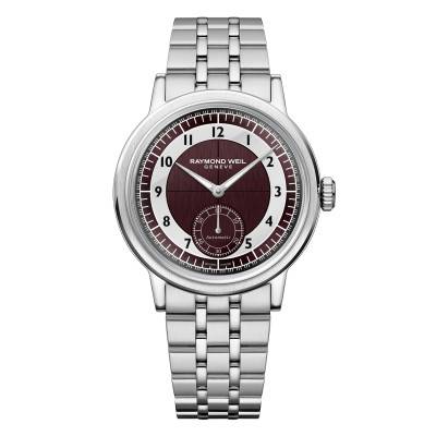 Millesime Small Seconds 39 mm Watch - Tuxedo Wine Red and Light Grey Dial - Raymond Weil