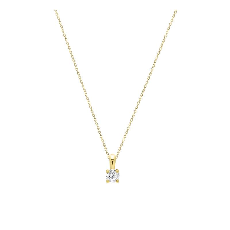 Collier Diamant de Synthèse 4 Griffes 0,15 ct en Or Jaune 375 ou 750 - Ocarat