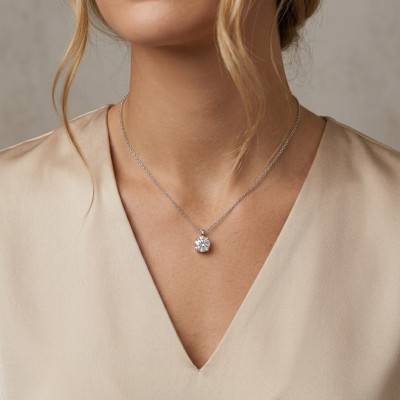 4-Prong Lab-Grown Diamond White Gold Necklace 1.00 ct 375/1000 or 750/1000 - Ocarat