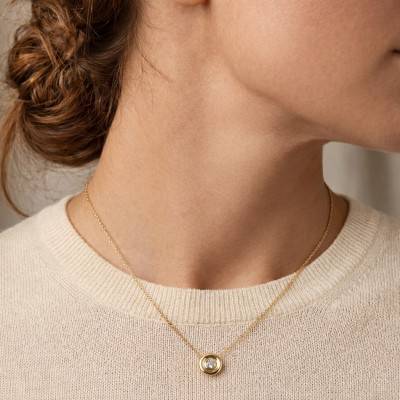 Bezel-Set Lab-Grown Diamond Yellow Gold Necklace 0.12 ct 375/1000 or 750/1000 - Ocarat