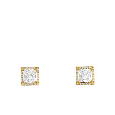Yellow 375/1000 Gold Square Stud Earrings - Emanessence