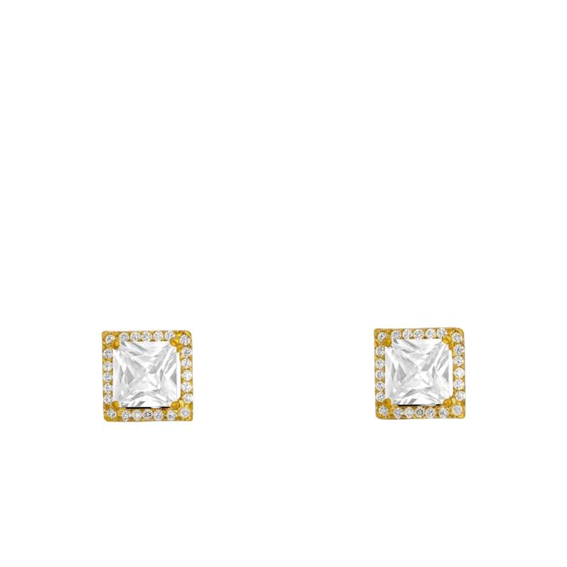 Yellow 375/1000 Gold Square Stud Earrings - Emanessence