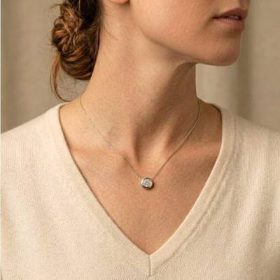 White Gold Bezel-Set Lab-Grown Diamond Necklace 0,25 ct 375 or 750 - Ocarat