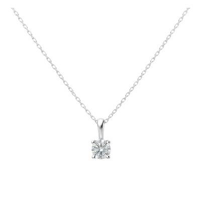 Collier Diamant de Synthèse 4 Griffes 0,15 ct en Or Blanc 375 ou 750 - Ocarat