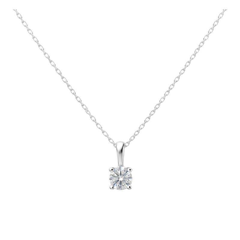 4-Prong Lab-Grown Diamond White Gold Necklace 0.15 ct 375/1000 or 750/1000 - Ocarat