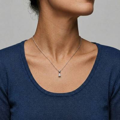 Collier Diamant de Synthèse 4 Griffes 0,15 ct en Or Blanc 375 ou 750 - Ocarat