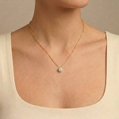 375/1000 or 750/1000 Yellow Gold Lab-Grown Diamond 4-Prong Necklace 0.50 ct - Ocarat