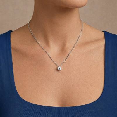 Collier Diamant de Synthèse 4 Griffes 0,50 ct en Or Blanc 375 ou 750 - Ocarat