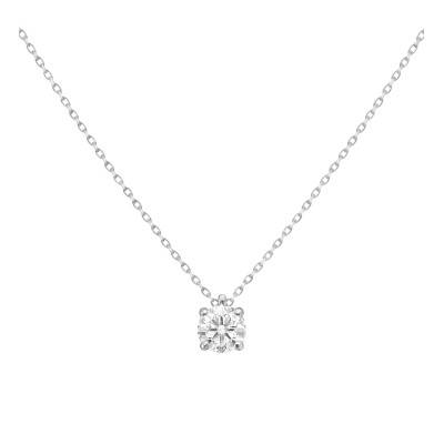 375/1000 or 750/1000 White Gold Lab-Grown Diamond 4-Prong Necklace 0.40 ct - Ocarat