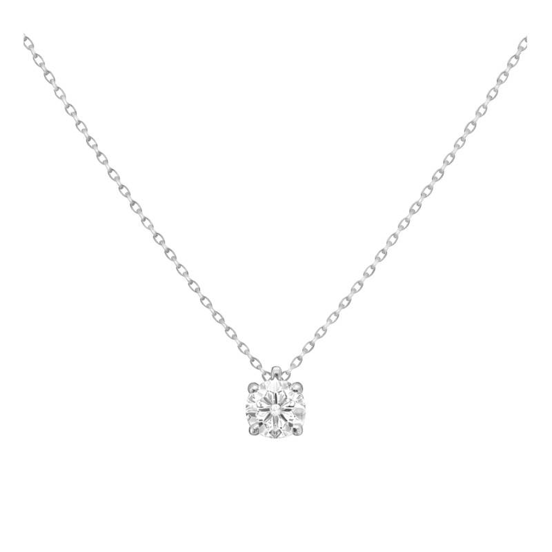 375/1000 or 750/1000 White Gold Lab-Grown Diamond 4-Prong Necklace 0.40 ct - Ocarat