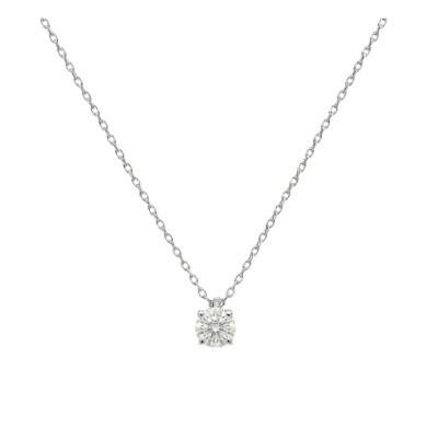 375/1000 or 750/1000 White Gold Lab-Grown Diamond 4-Prong Necklace 0.30 ct - Ocarat