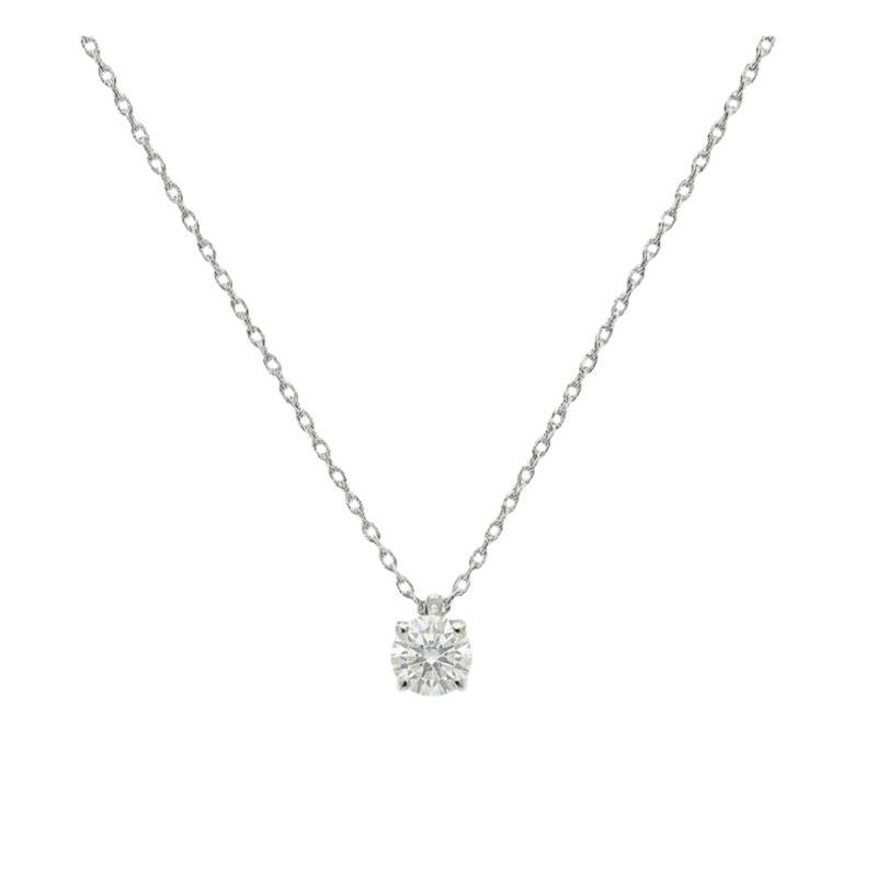 375/1000 or 750/1000 White Gold Lab-Grown Diamond 4-Prong Necklace 0.30 ct - Ocarat