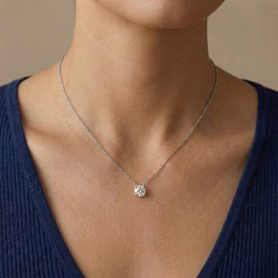 375/1000 or 750/1000 White Gold Lab-Grown Diamond 4-Prong Necklace 0.30 ct - Ocarat
