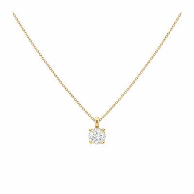 Collier Diamant de Synthèse 4 Griffes 0,25 ct en Or Jaune 375 ou 750 - Ocarat