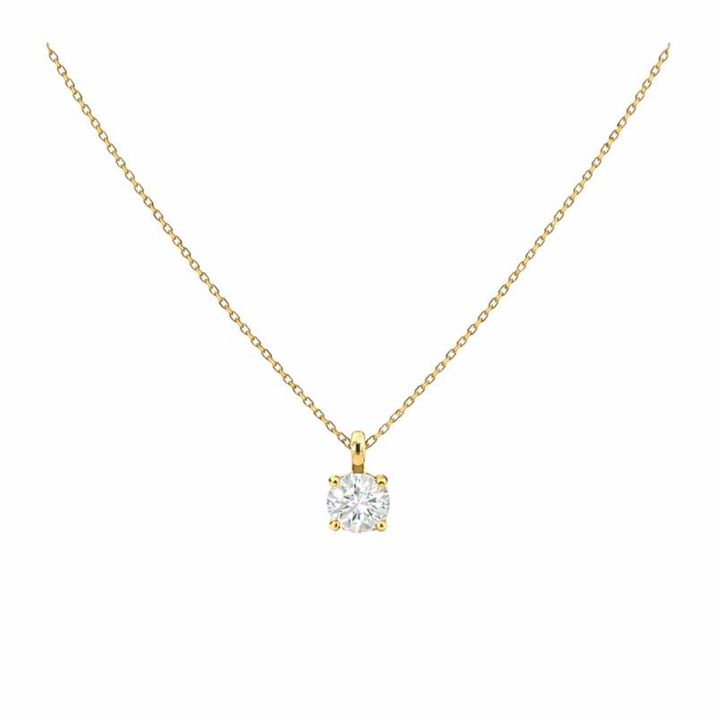 375/1000 or 750/1000 Yellow Gold Lab-Grown Diamond 4-Prong Necklace 0.25 ct - Ocarat