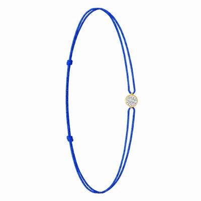 750 Yellow Gold Blue Cord Bracelet & Lab-Grown Diamond 0.15 ct to 0.75 ct - Ocarat