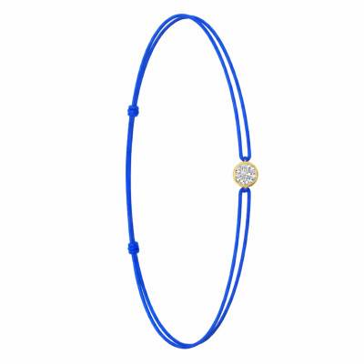 750 Yellow Gold Blue Cord Bracelet & Lab-Grown Diamond 0.15 ct to 0.75 ct - Ocarat