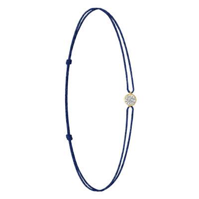 Navy Blue Cord 750/1000 Yellow Gold & Lab-Grown Diamond 0.15 ct to 0.75 ct Bracelet - Ocarat