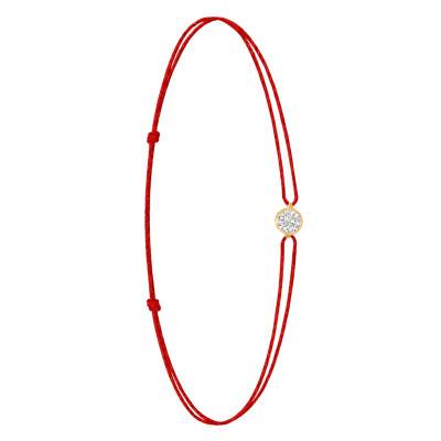 Bracelet Cordon Rouge en Or Jaune 750 & Diamant de Synthèse de 0,15 ct à 0,75 ct - Ocarat