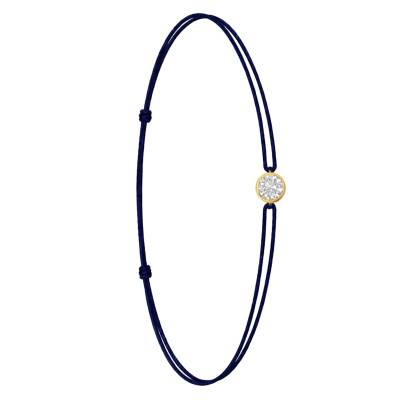 Navy Blue Cord 750/1000 Yellow Gold & Lab-Grown Diamond 0.15 ct to 0.75 ct Bracelet - Ocarat