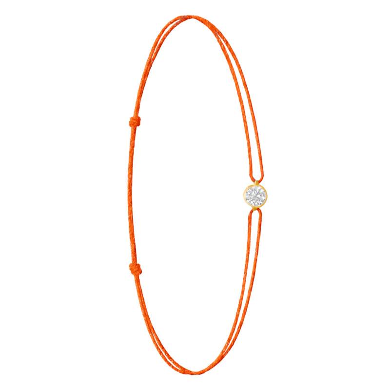 Bracelet Cordon Orange en Or Jaune 750 & Diamant de Synthèse de 0,15 ct à 0,75 ct - Ocarat