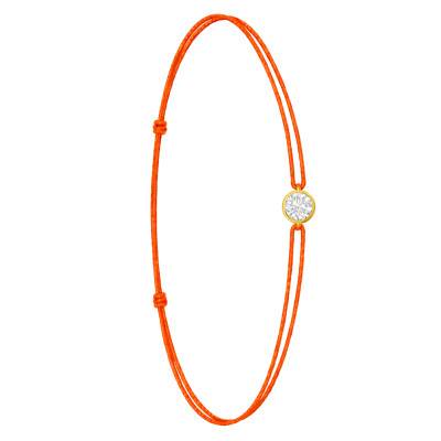 Bracelet Cordon Orange en Or Jaune 750 & Diamant de Synthèse de 0,15 ct à 0,75 ct - Ocarat