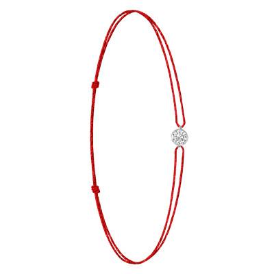 Bracelet Cordon Rouge en Or Blanc 750 & Diamant de Synthèse de 0,15 ct à 0,75 ct - Ocarat