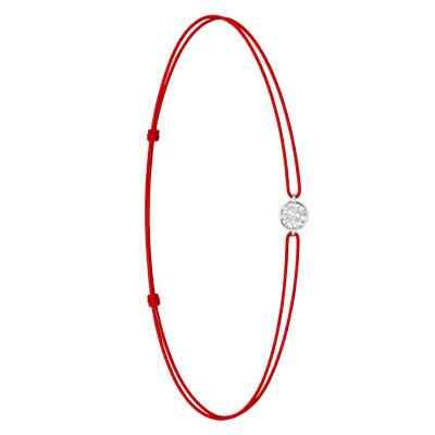 Bracelet Cordon Rouge en Or Blanc 750 & Diamant de Synthèse de 0,15 ct à 0,75 ct - Ocarat