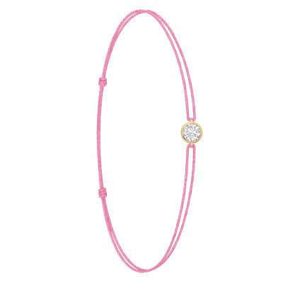 750/1000 Yellow Gold & Lab-Grown Diamond Pink Cord Bracelet 0.15 ct to 0.75 ct - Ocarat