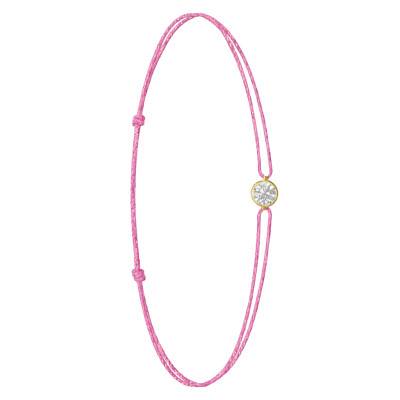 750/1000 Yellow Gold & Lab-Grown Diamond Pink Cord Bracelet 0.15 ct to 0.75 ct - Ocarat